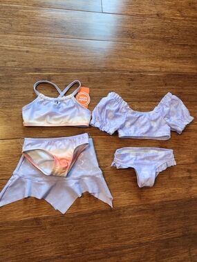 Lot Of 2 Wonder Nation Girl Swimsuits Mermaid 3 Piece Nwt And 2 Piece, 12 Months
